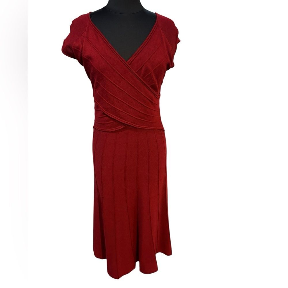 Burgundy Classy Red Midi Professional/Formal Dress by Anne Klein-size Med